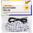 Folia Letter Beads, Square 100pcs, White, Incl. 1m Elastic Thread