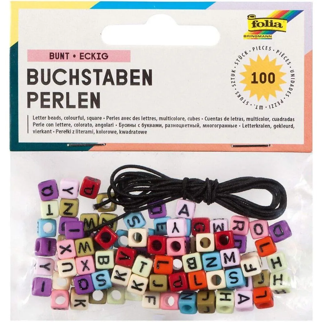 [33913] Folia Beads Letters 100pcs Assorted Colours
