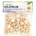 Folia Wooden Beads Nature Round 60g/85 Pcs, Assorted In 4 Sizes