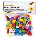 Folia Wooden Beads Colourful/Square 60g/85 Pieces, Assorted In Sizes & Colours