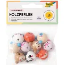 Folia Wooden Beads Cute Animals, 10 Pcs Assorted In 5 Designs, Diam. 18mm