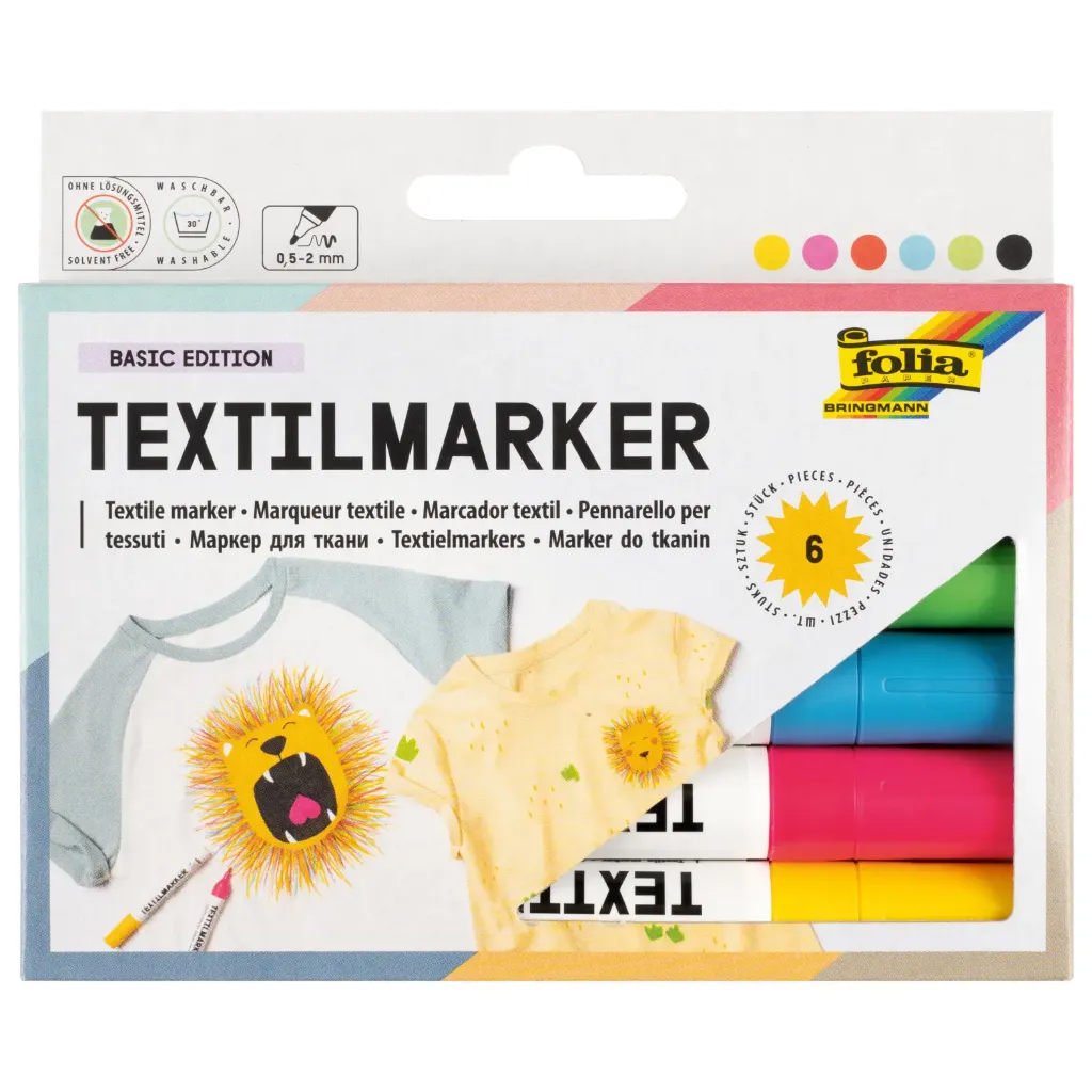 [580] Folia Textile Painting 6 Pens, Assorted Colours