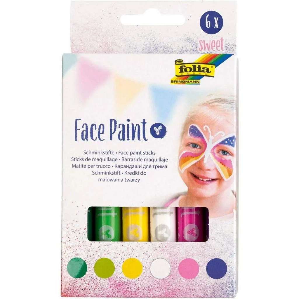 [380601] Folia Face Paint Kit I, 6 Crayons Assorted