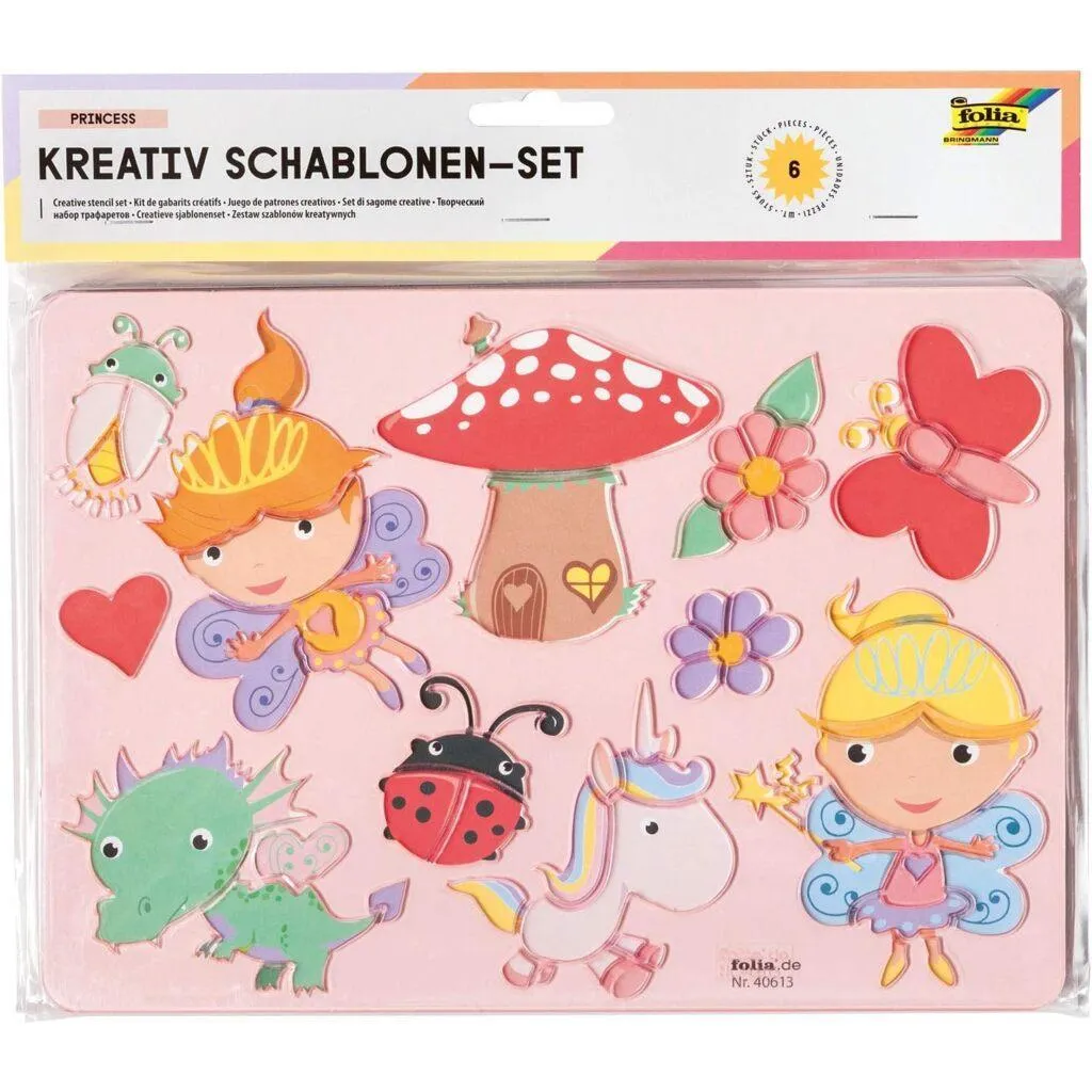 [40613] Folia Creative-Stencils Princess 6 Stencils