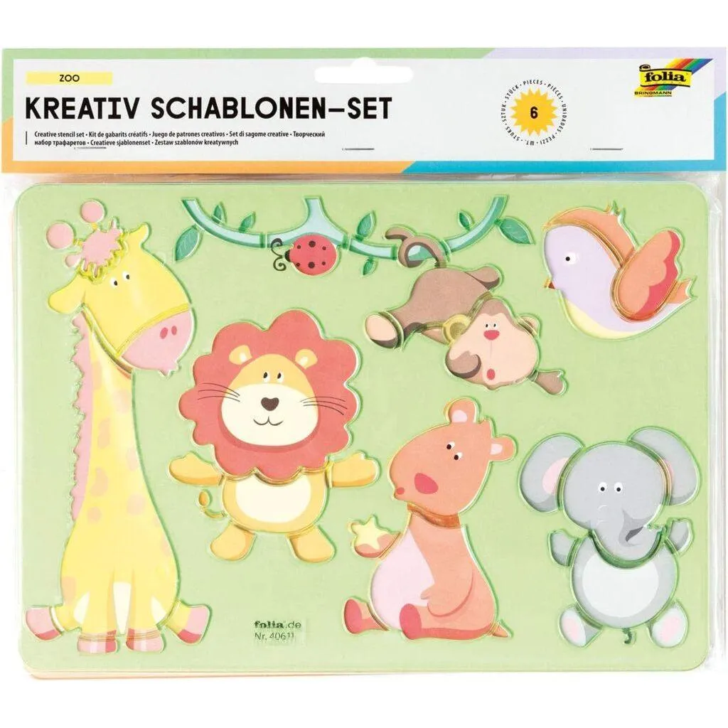 [40611] Folia Creative-stencils Zoo 6 Stencils