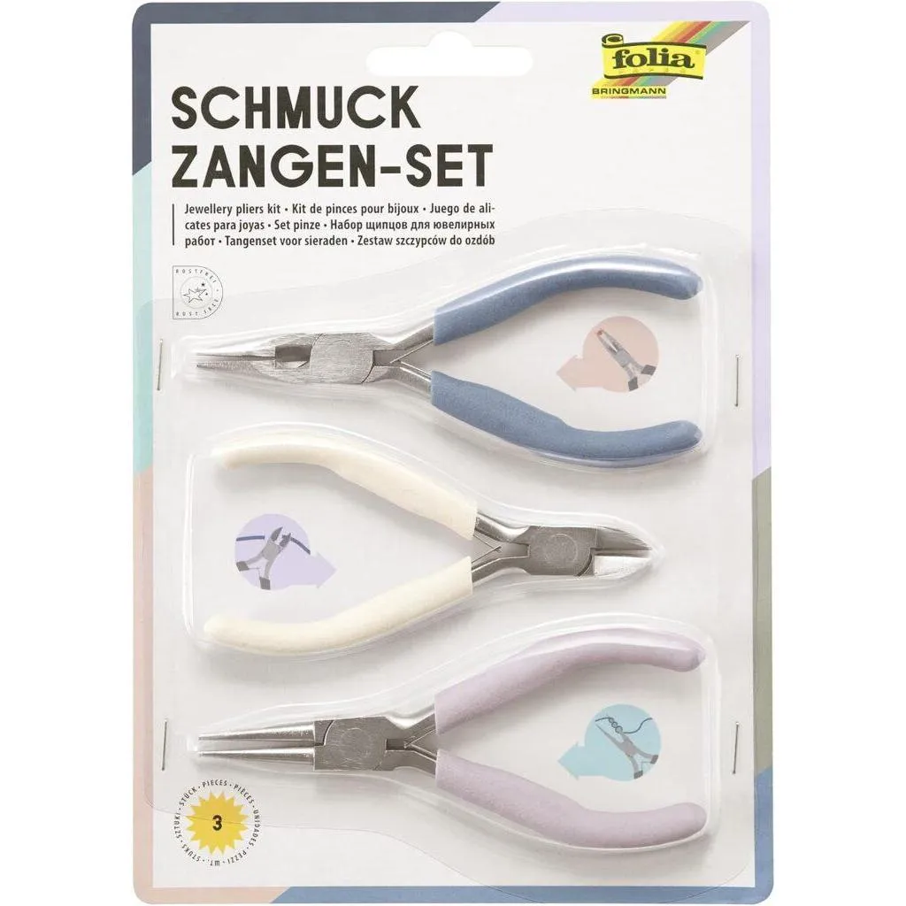 [23005] Folia Jewellery Pliers Kit Side Cutting, Combination, Round Nose Included