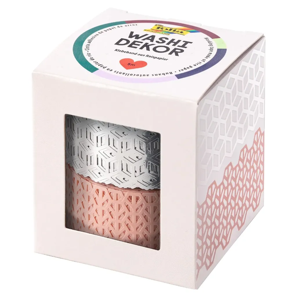 [29202] Folia Washi-lace Tape 2ER Set Rose/Silver 2x 25mmx5m