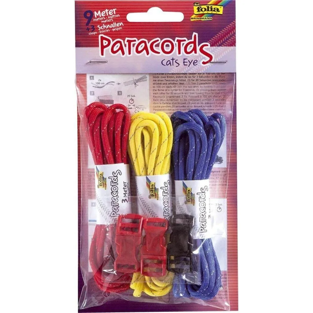 [83301] Folia Paracords Cats Eye 3 Pieces Each 3 Meters, 3 Clipse