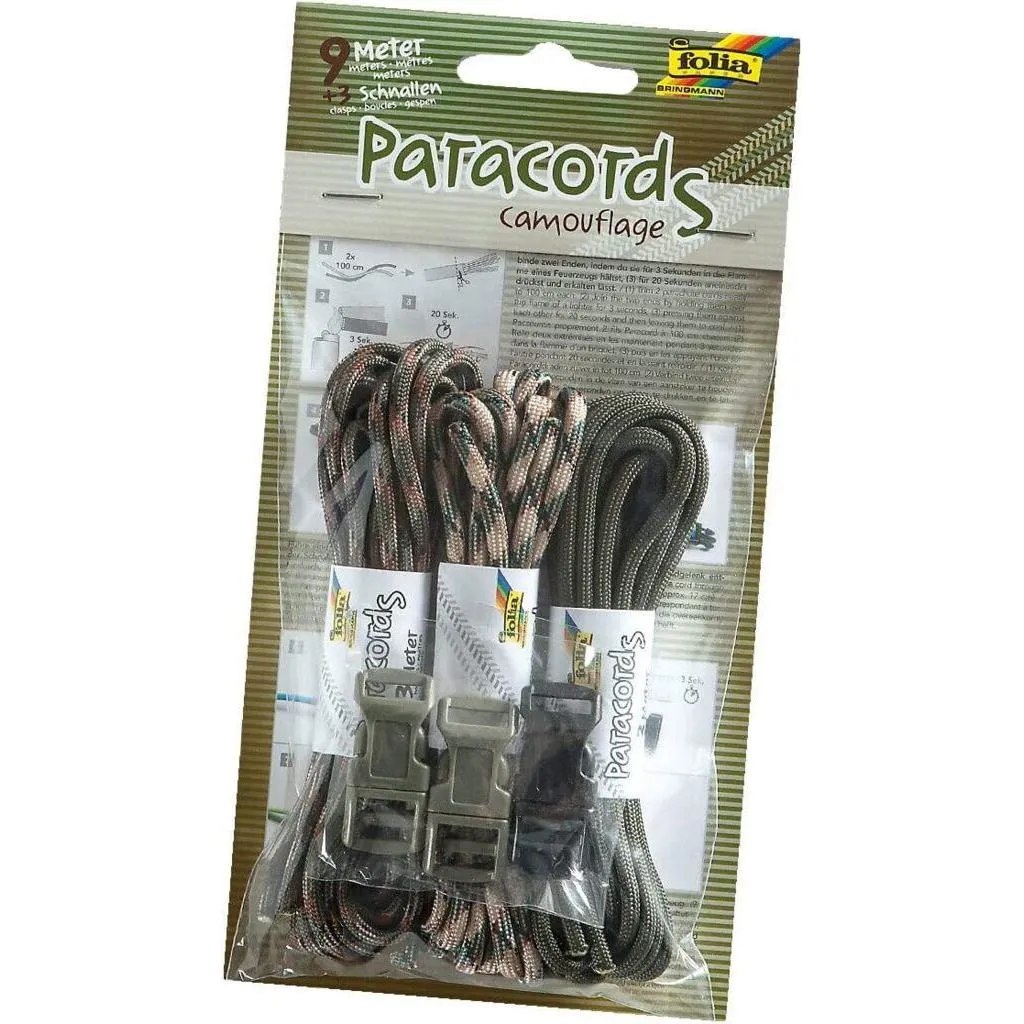 [83302] Folia Paracords Camouflage 3 Pieces Each 3 Meters, 3 Clipse